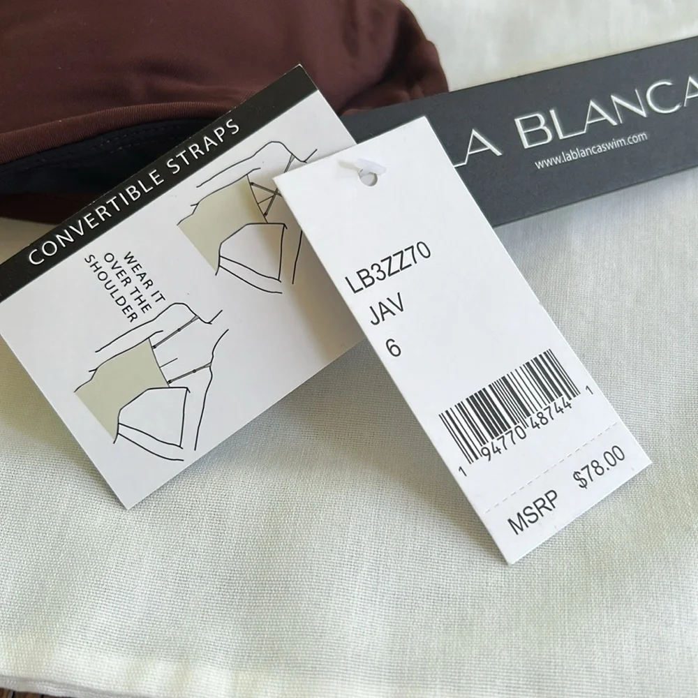 La Blanca Island Goddess Underwire Twist Front Swimsuit Top - Java, Size 6 NWT